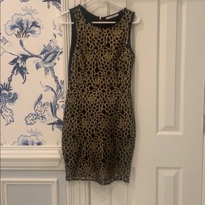 Black and Gold Mid Length Dress